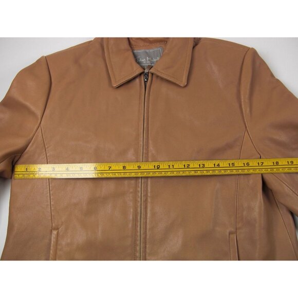 Juliet Michelle Women's Soft Lamb Skin L Brown Mustard Leather Zip up Jacket Coa - Picture 8 of 12